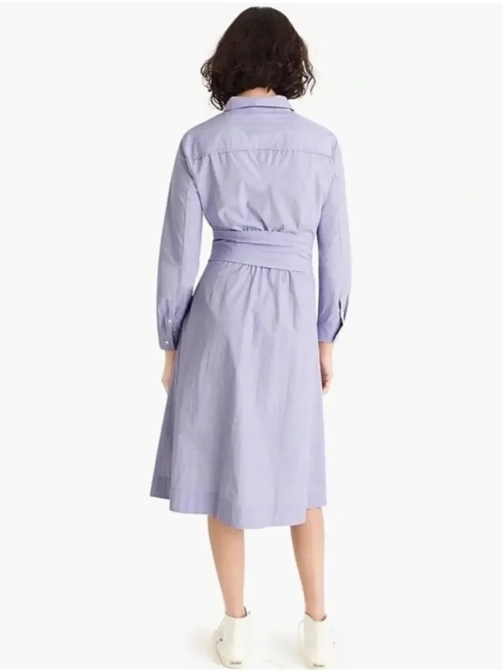 NWT J.Crew Tie Waist Shirt Dress in Peri End-on-End Cotton Button Down Dress 2